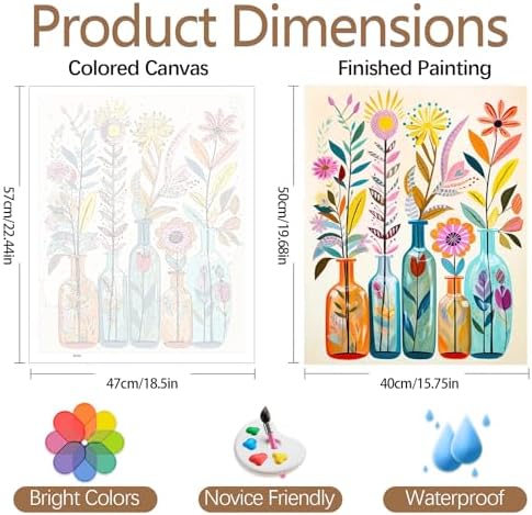 JATOK Paint by Numbers Kit for Adults Beginners, Flowers DIY Easy Acrylic Oil Painting by Numbers on Canvas, Paint-by-Numbers Drawing Kits for Gift Home Wall Decor Without Frame 16x20in - Image 2