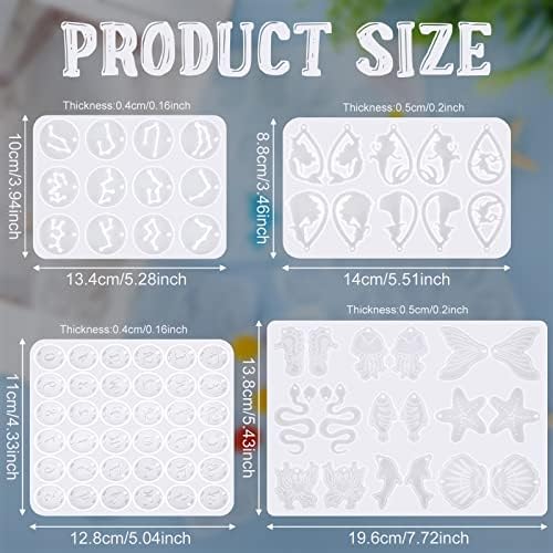 Patelai 4 Pcs Resin Earring Molds for Jewelry Making Kit, Mermaid Ocean - Image 3