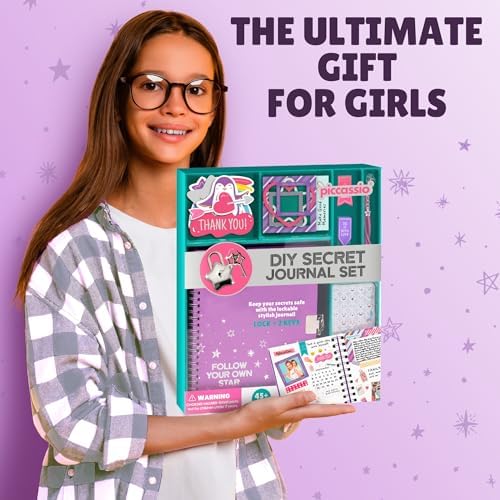Piccassio DIY Journal Kit for Girls with Lock & Key – Journal Set for Teen Girls 8-14, Scrapbook Kit, Diary for Girls, Arts & Crafts Gift Set, Stationery & Creative Writing Kit - Image 5