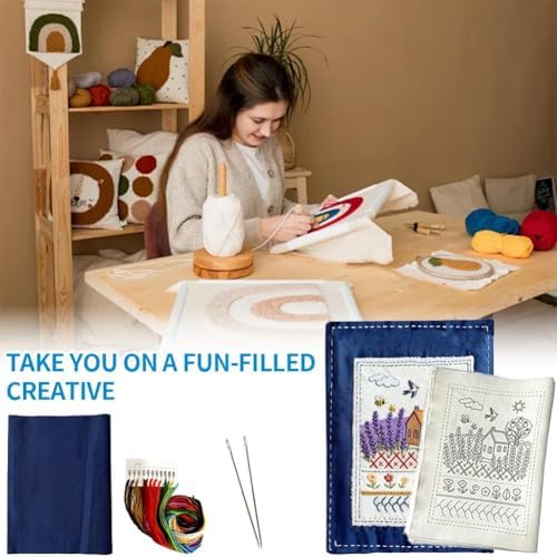 Embroidery Stitch Book Kit for Beginners, All-in-One Hand Embroidery Learning & Practice Book with Fabric Pages,100+ Patterns,Fabric & Tools,Beginner to Advanced DIY Stitching Set with English Guide - Image 2
