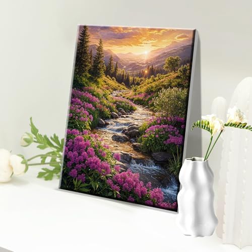 JOOZ Landscape Paint by Number for Adults Beginner with Frame Paint by Number Kits Sunsets on Canvas with Easel DIY Digital Oil Painting for Home Wall Decor Gifts 7.87x11.81 Inch - Image 3