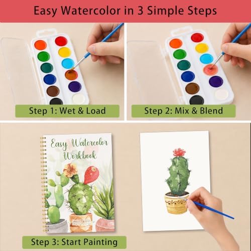 Potted Plant Watercolor Workbook, Botanical Painting Set with Palette Brush - Image 3
