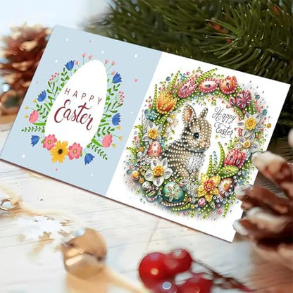 DIY Diamond Greeting Cards Set, 5D DIY Diamond Art Painting Festival Style Greeting Card, DIY Christmas Card Making Kits for Family Friends Handmade Gift-#21-Wreath - Image 6