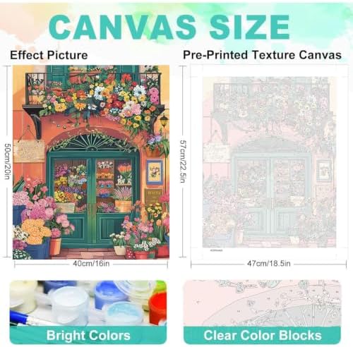 Flower Paint by Numbers Kit for Adults, DIY Oil Painting Canvas 16x20inch - Image 2