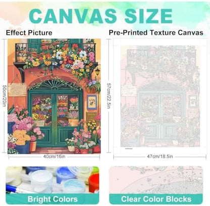 Flower Paint by Numbers Kit for Adults, DIY Oil Painting Canvas 16x20inch - Image 2