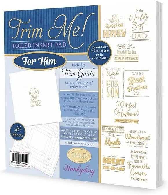 Hunkydory - Trim Me! Foiled Insert Pad - for Him - Gold by Unknown