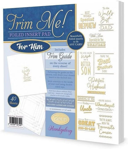 Hunkydory - Trim Me! Foiled Insert Pad - for Him - Gold by Unknown