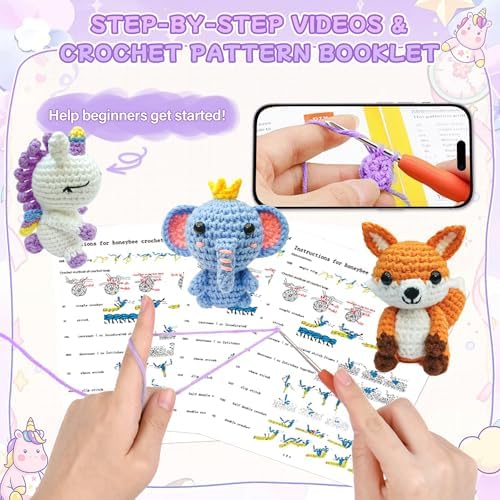 Mobelixy 6PCS Crochet Kit for Beginners, 2026 Christmas Knitting Kit with Step-by-Step Video Tutorials, Beginner Crochet Kit for Adults (Blue) - Image 4
