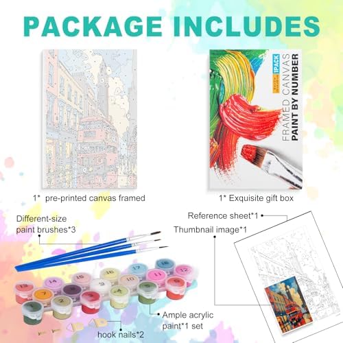 GEEHEIY Framed Paint by Numbers Kit for Adults, London Red Bus, 8 x 12 Inch - Image 5