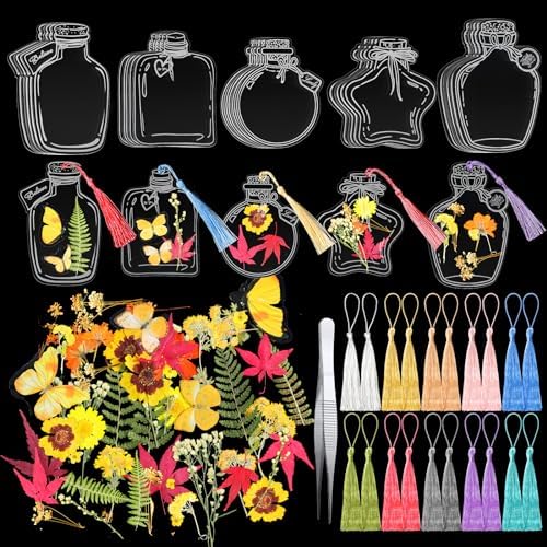 Taobary 91 Pcs DIY Dried Flowers Bookmarks Transparent, Stylish Color by TaoBary