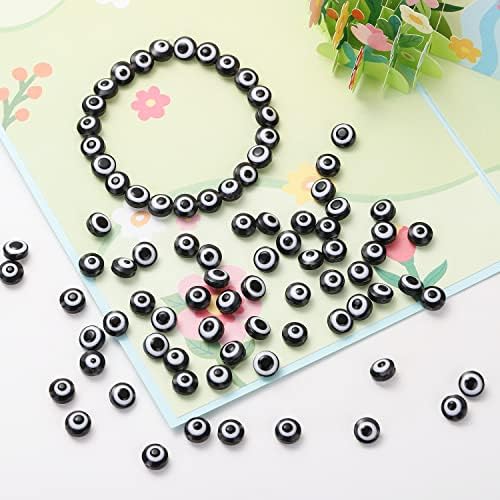 200pcs Evil Eye Beads for DIY Bracelets Necklace Jewelry Making,Black 8mm (Black) - Image 4