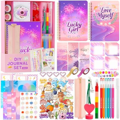 DIY Journal Kit for Girls Teen Tween Girl Gifts Trendy Stuff, Scrapbook Supplies Stationery Set, Stocking Stuffers, Art Crafts Kit - Ideal Gifts for 8 9 10 11 12 13 14 Year Old Girl by Unknown
