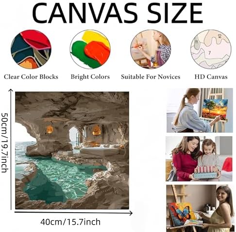 Cave Sea Room Painting by Numbers for Adults Beginner,15.7X19.7 inch - Image 6