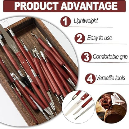 LINPHCEY 22-Piece Clay Sculpting Tools Set Perfect for Polymer Air Dry Modeling Clay Beginners & Professionals Ideal for DIY Pottery & Ceramics Tools for Clay Sculpey Sculpting & Crafting - Image 5