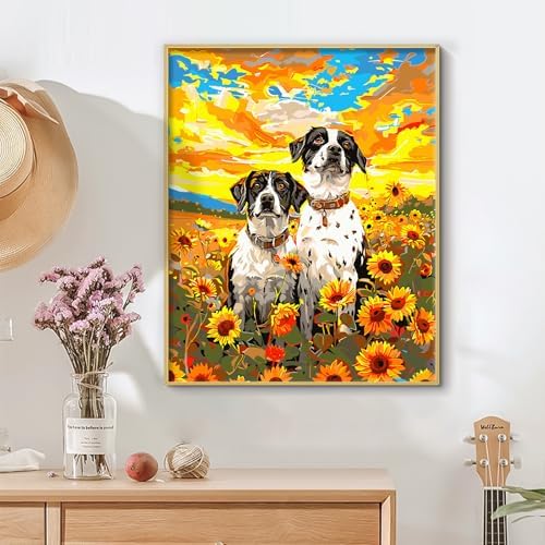 Yunnuo Dog Paint by Numbers Kit for Adults Beginners,Sunflower, 16X20 inch - Image 3