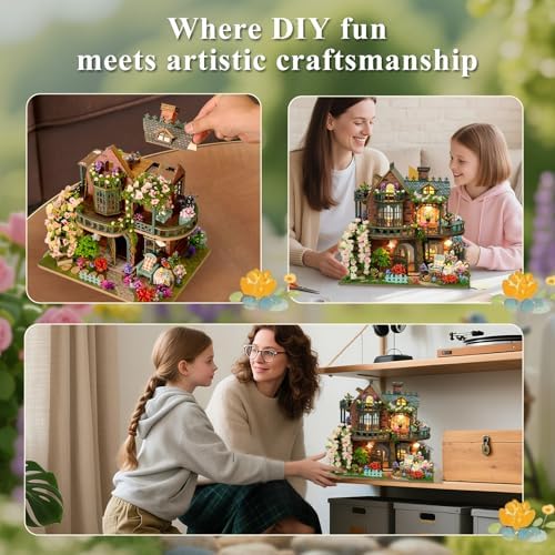 DIY Miniature House Kit with LED Lights, Fairy Garden Wooden Mini House Building Kit for Adults & Teens, Creative Crafts for Women, Friends & Hobbyists - Image 4