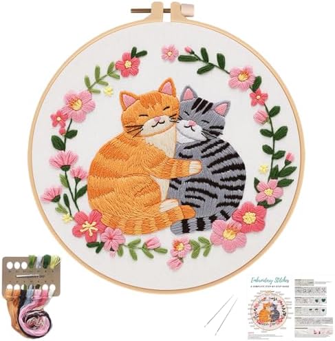Nuberlic Cat Embroidery Kit for Beginners Adults by Nuberlic