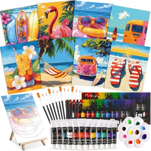 Cholemy 36 Pcs Paint and Sip Kit Gift for Adults 8''x10'',Hawaii by Cholemy