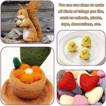 Wonvoc Needle Felting Wool 2.82oz /80g, 8 Colors Wool Roving (Summer) - Image 6