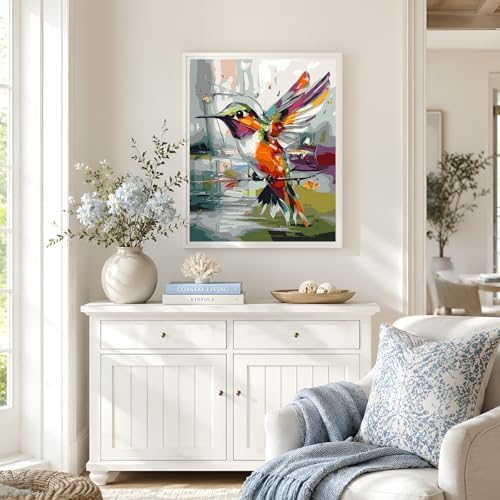 NXIKYO Hummingbird Paint by Numbers Kit for Adults Beginner, Abstract Adult Paint by Number Kits on Canvas, DIY Acrylic Oil Easy Painting by Numbers for Home Wall Decor 16 X 20 inch (Without Frame) - Image 4