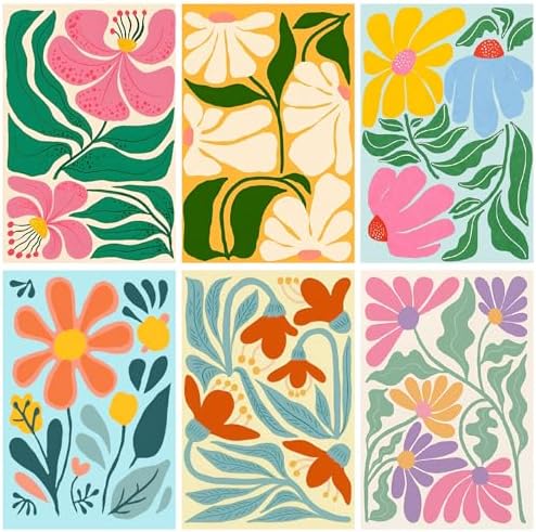 Clendo 6 Packs Paint by Numbers Kit for Adults, Easy Flowers Adult Paint by Number Kits on Canvas Without Frame, Abstract Floral Oil Painting for Home Decor Gift 8” W x 12”L by Clendo