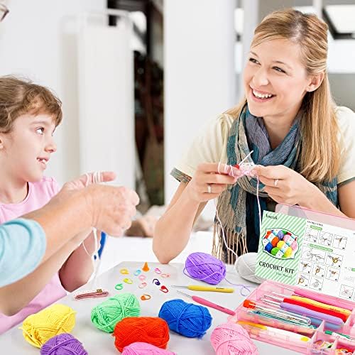 Crochet Yarn Kit for Beginners Adults and Kids, Includes 1650 Yards 30 Colors Acrylic Skeins, User Manual, Hooks, Pink Bag etc, Make Amigurumi & Crocheting Projects, Starter Set for Professionals - Image 6