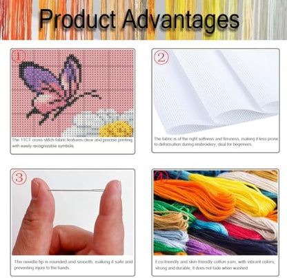 Tiwabb Wildflower Stamped Cross Stitch Kits for Adults Beginners - Image 4