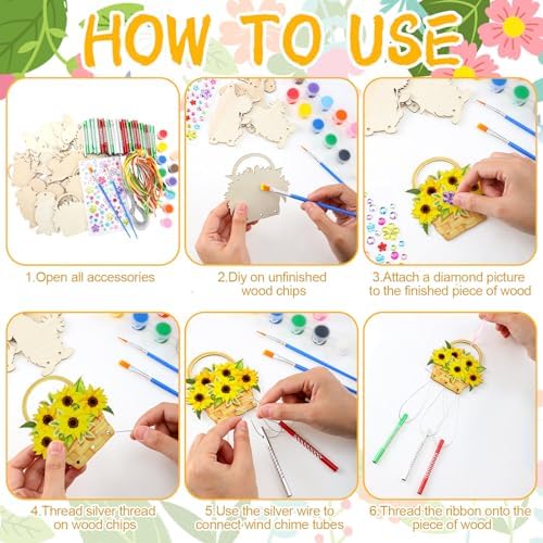 JellyArch Sunflower 30 Pack DIY Wind Chime Kit Art and Crafts - Image 5