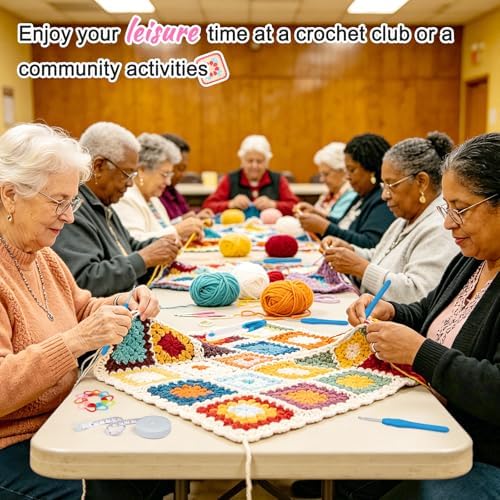 Katech Crochet Kit for Beginners, 50 Granny Squares Kit for Adults Beginner - Image 3