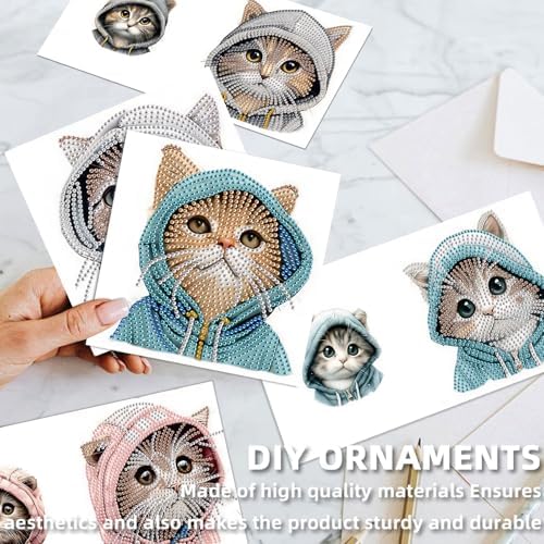12 Pack Diamond Painting Greeting Cards Kit with Envelopes, 5D DIY Cute Cat Kitten Pet Diamond Art Cards, Birthday Thank You All Occasion Cards for Cat Lovers Women Adults - Image 7