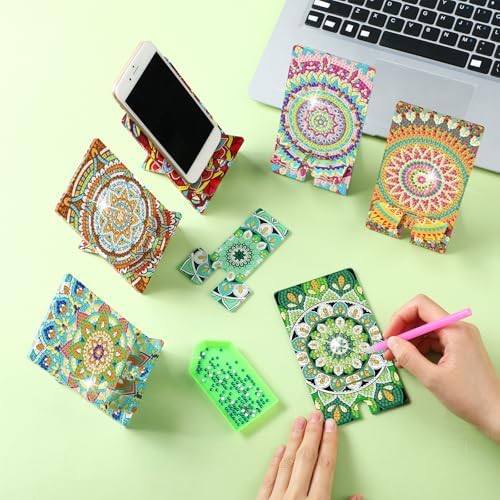Saillong 6 Pcs Diamond Painting Phone Stand, Vivid Mandala Holder - Image 3