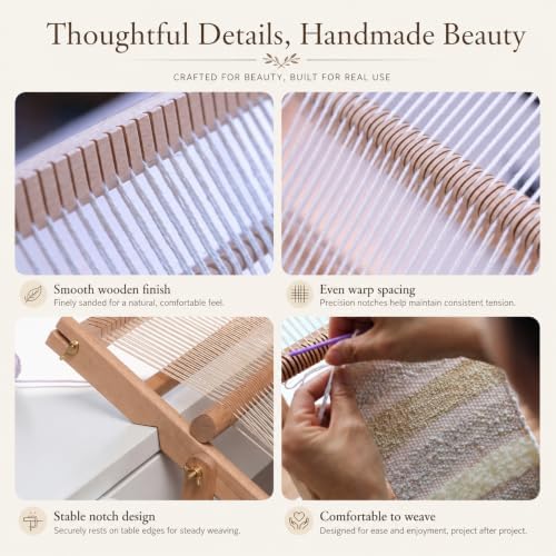 Weaving Loom for Adults & Kids - Weaving Loom Kit | Beginner-Friendly Table Loom & Lap Loom with Yarn, Canvas Tote Bag,Tools & Instructions | Wooden Loom for Multicraft Projects (15.8 x 11.8 inches) - Image 5