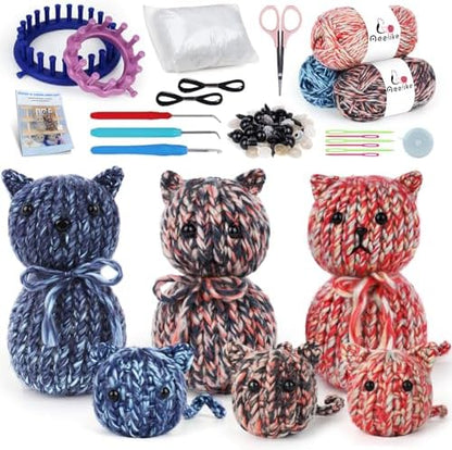 Aeelike Beginner Round Loom Kit,Vedio Learn to Knit Cat,Family Craft Gift by Aeelikescrochetworld