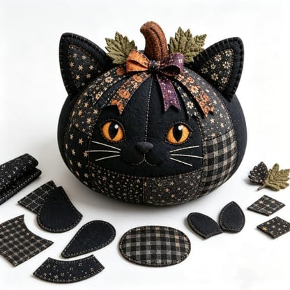 DIY Animal Pumpkin Sewing Kit,Harvest Fabric Animal Pumpkin Craft Set for Adults Beginners,Autumn Thanksgiving Home Ornament Craft Kit,Hand Sewing Decor (Cat) by Unknown
