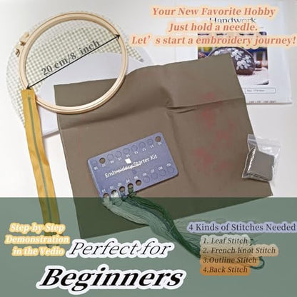 FONNUY Embroidery Kit Makeup Bag for Beginners, Flowers Pre-Stamped Pattern Handbag Coin Purses Making Kits for Adults with Hoop, Easy to Follow Color Thread Needlework (Grey) - Image 3