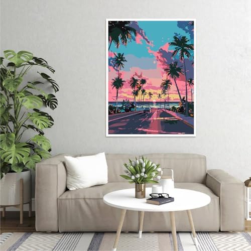 Paint by Numbers Kit for Adults,Sunset Scenery DIY Paint by Number 16x20 In - Image 4