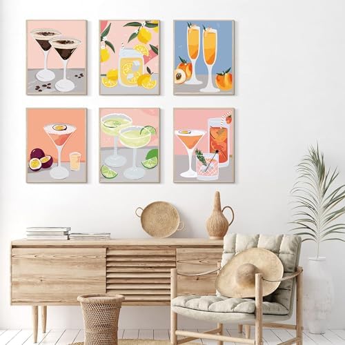 CasaWeave 6 Pack Paint by Numbers Kit for Adults Beginners,DIY Acrylic Paint by Number Kits On Canvas Without Frame,Cocktail Adult Paint by Number for Home Wall Decor 7.8x11.8inch - Image 5