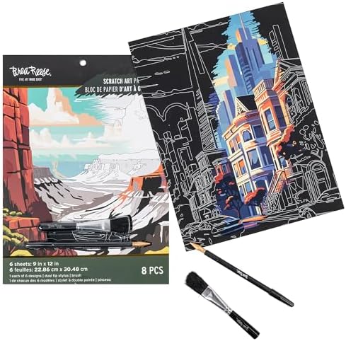 Brea Reese Scratch Art Paper Pad - 6 Metallic Destinations & Stylus Kit - Image 3