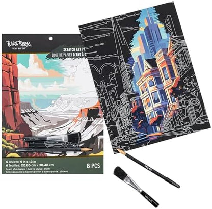 Brea Reese Scratch Art Paper Pad - 6 Metallic Destinations & Stylus Kit - Image 3