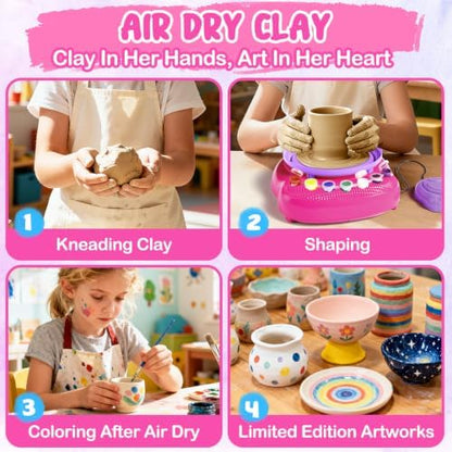 Pottery Wheel for Kids, Arts and Crafts for Kids Ages 8-12, Crafts for Girls 8-12, Complete DIY Clay Wheel Pottery Kit for Beginners, Kid Crafts Gifts for Girl Toys Ages 8 9 10 11 12 Year Old Birthday - Image 4