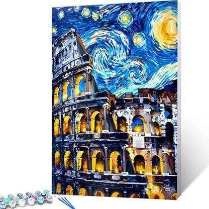 Paint by Numbers Kit for Adults Beginner, Landscape Paint by Numbers Colosseum, DIY Easy Acrylic Watercolor Oil Painting Kit with Brushes, Arts and Crafts for Adult for Home Decor 40x54 in L-31 - Image 4