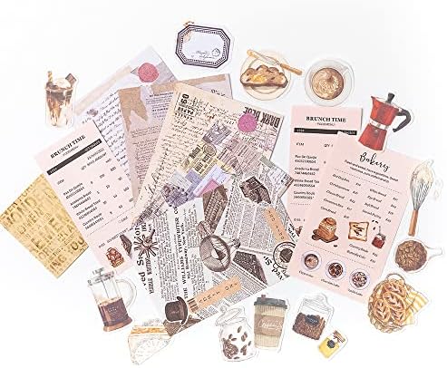 Aldieco 260pcs Vintage Scrapbooking Stickers Pack, DIY Retro Journaling Supplies Stickers kit,Scrapbook Paper Accessories,Coffee Scrap Book Washi Paper Stickers(nuanjushouji) - Image 3