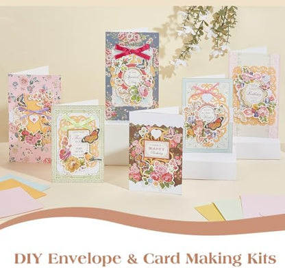 AHANDMAKER Handmade Greeting Card Making Kits, DIY Thank You Card Set Flowers Theme Paper Envelopes Cards Stickers for Christmas Thanksgiving Mother's Day Birthday Gifts Crafts Decorations - Image 4