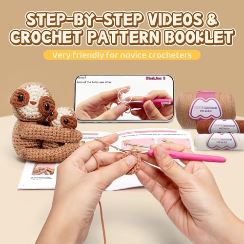 Mewaii Crochet Kit for Beginners, 2 Pack Sloth Craft Set - Image 4