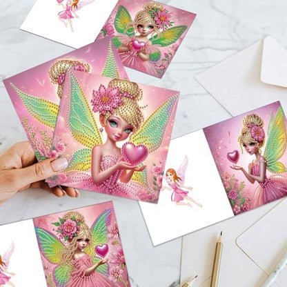MVVMTOP 6pcs Diamond Painting Greeting Card with envelopes, DIY Fairy Diamond Art Greeting Card for Blessing and Wish Special Shaped Arts Crafts for Christmas Birthday Thanksgiving Day Holiday - Image 6