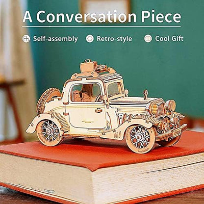 Rowood 3D Puzzles for Adults, Vintage Car Wooden Model Kits to Build, DIY Adult Craft Kit - Image 6