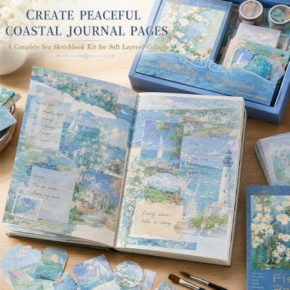 Diuhofart Sea Sketchbook Scrapbooking Kit, 128 Pcs Journal Set - Image 2