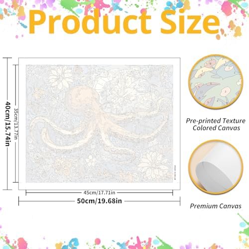 Octopus Paint by Numbers Kit for Adults, 16x20 inch - Image 3