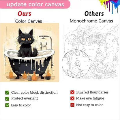 Funny Black Cat Paint by Numbers Kit for Adults Beginners, 4 Pack Cute Cat Easy Framed Adults Paint by Numbers Kits, DIY Black Cat Acrylic Oil Painting Number Kits for Home Wall Decor (8 x 8 Inch) - Image 6
