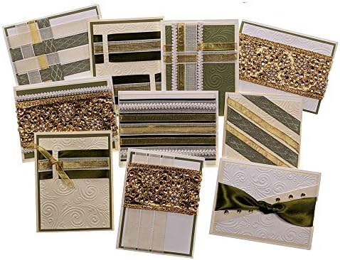 Ribbon Storage DIY Greeting Card Kit-Ribbon Cards-Handmade DIY Card Kits-Craft Kits for Kids and Adults-Card Making Kit, Thank You and Birthday Cards-Card Maker Kit for 10 Project Card (Hamon Gold) by Spoolen